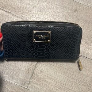 Michael Kors Black and Gold Snakeskin Wallet